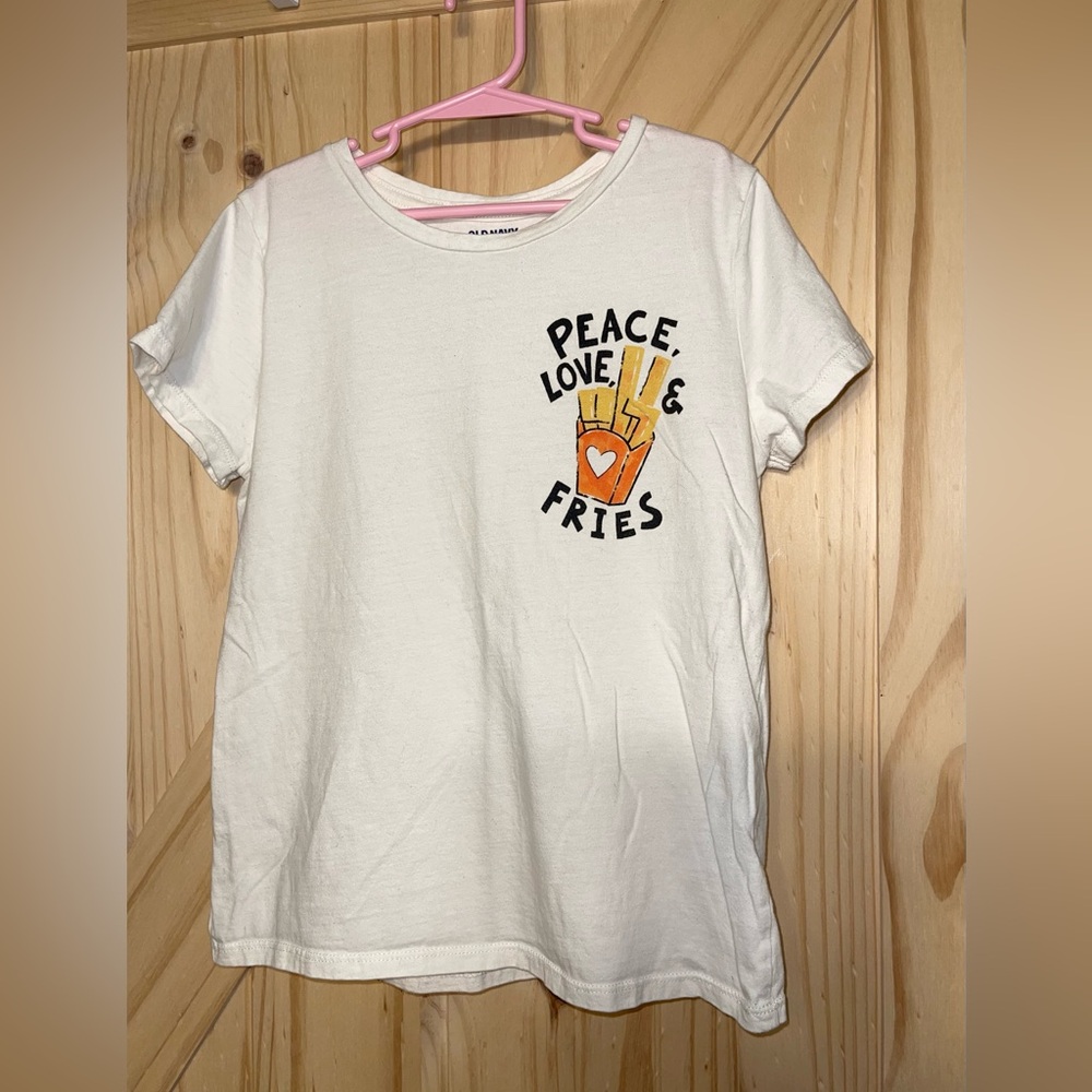 Old Navy Kids T-Shirt - White with Orange and Black Design